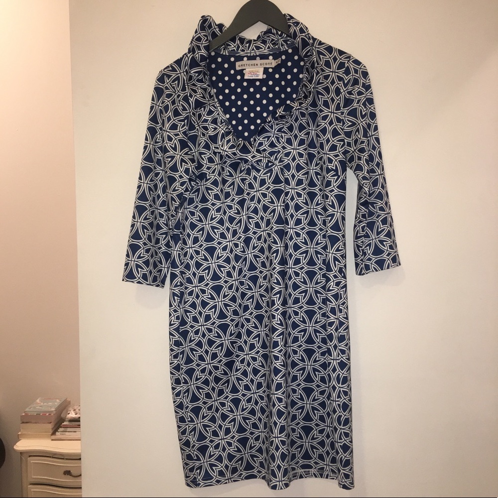 Gretchen Scott Jersey Ruffleneck Dress